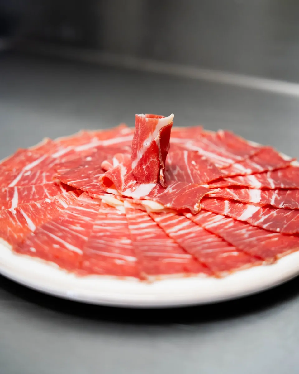 Assiette de jambon tranché en rosace